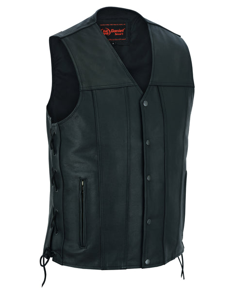 Men's Tall Classic Tapered Bottom Biker Leather Vest