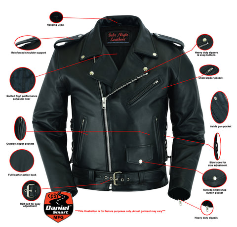 Economy Motorcycle Classic Biker Leather Jacket