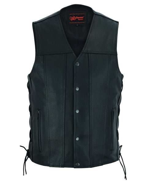 Men's Tall Classic Tapered Bottom Biker Leather Vest