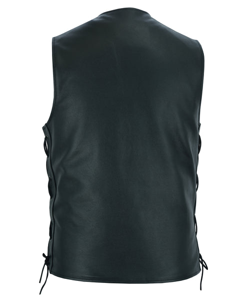 Men's Tall Classic Tapered Bottom Biker Leather Vest